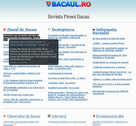 Revista presei Bacau Toate stirile din Bacau si nationale intr-un singur loc!