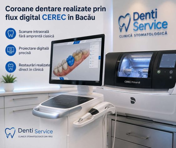 Ilustrație a fluxului digital CAD/CAM utilizat pentru proiectarea și realizarea restaurărilor dentare.